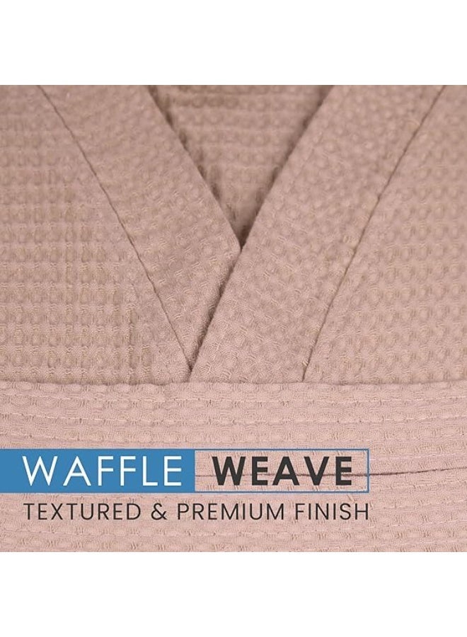 Beauenty Cotton Bathrobe Free Size Spa Robe Lightweight Hotel Bathrobe Quick Dry Unisex Waffle Weave with Belt & Pockets Home, Spa, Sauna, Gift Use - Image 5